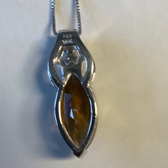 Orange Madeira Citrine Rhodium over Sterling Silver pendant - Picture 3 of 4